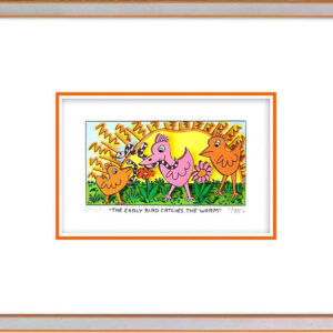 James Rizzi - THE EARLY BIRD CATCHES THE WORM  - Original 3D Bild drucksigniert