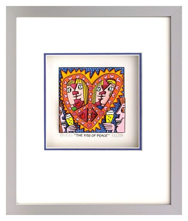 James Rizzi - THE KISS OF PEACE  - Original 3D Bild drucksigniert-alurahmen-AP E...