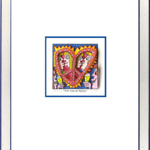 James Rizzi - THE KISS OF PEACE  - Original 3D Bild drucksigniert-Silber-blau-No...