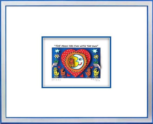 James Rizzi - THE MOON HAS FUN WITH THE SUN  - Original 3D Bild drucksigniert