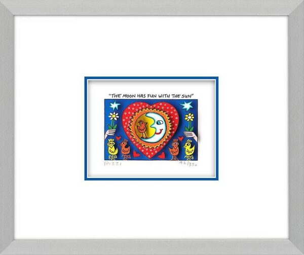 James Rizzi - THE MOON HAS FUN WITH THE SUN  - Original 3D Bild drucksigniert