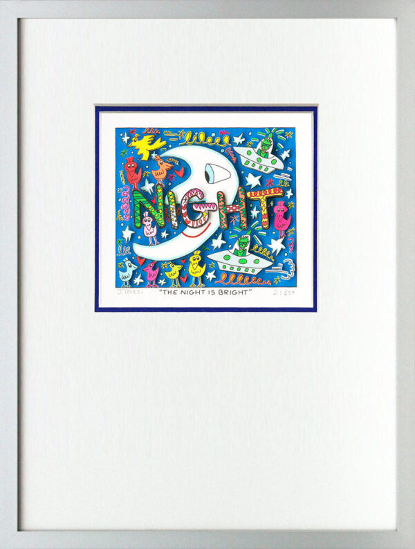 James Rizzi - THE NIGHT IS BRIGHT - Original 3D Bild drucksigniert