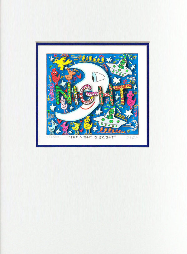 James Rizzi - THE NIGHT IS BRIGHT - Original 3D Bild drucksigniert