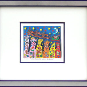 James Rizzi - When Santa Comes To Town - Original 3D Bild drucksigniert-Silber-b...