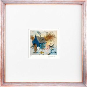 Janosch - BAD ZWISCHENAHN DREI - original Radierung handsigniert-silber-orange