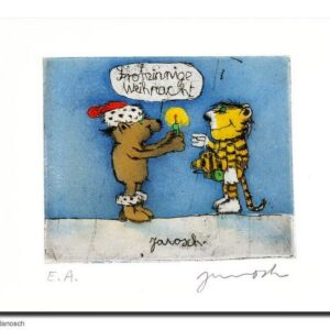Janosch - FROHSINNIGE WEIHNACHTEN - original Radierung handsigniert - ohne Rahme...