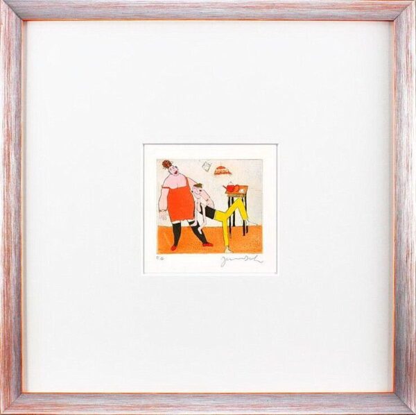 Janosch - PAAR 2003 - original Radierung handsigniert-silber-orange