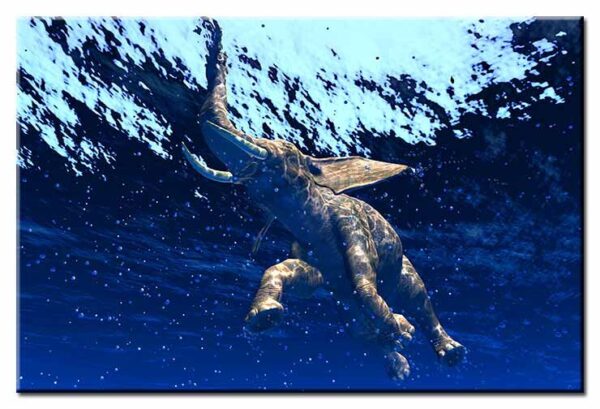 Modernes Leinwandbild - Jumbo Bubbles - Elephant under water-70 x 110 cm