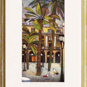 Jutta Votteler - Barcelona Plaza Real - Original Farb-Radierung - limitiert und ...