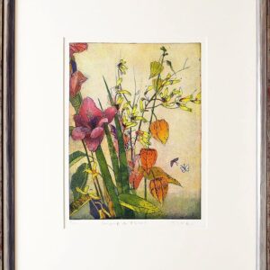 Jutta Votteler - Bouquet de fleurs - Original Farb-Radierung - limitiert und han...