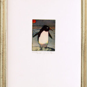 Jutta Votteler - Kleiner Pinguin - Original Farb-Radierung - limitiert und hands...