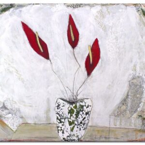 Karin Melé - Kleine Flamingoblume - Original handgemalte Mischtechnik -90 x 110 ...