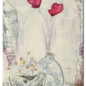 Karin Melé - Pavot Rose - Original handgemalte Mischtechnik -50 x 70 cm