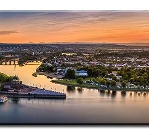 Koblenz Abendstimmung Panorama 1 - Leinwandbild-20 x 60 cm