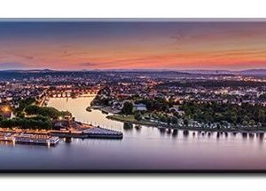 Koblenz Abendstimmung Panorama 2 - Leinwandbild-20 x 80 cm