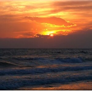 modernes Leinwandbild - Abendstimmung am Meer-40 x 50 cm