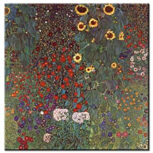 Gustav Klimt Bilder - Garten mit Sonnenblumen-60 x 60 cm