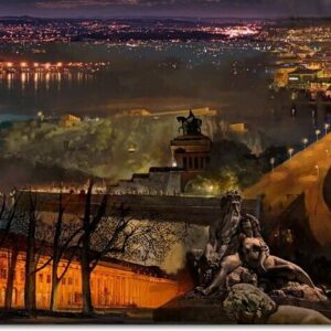 Leinwandbild Koblenz bei Nacht von A. Baecker