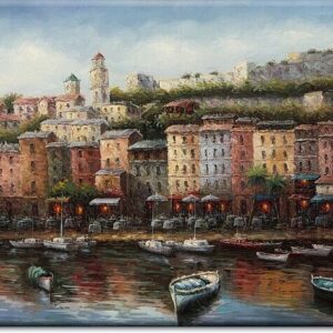 Stimmungsvolles Leinwandbild - Mediterraner Hafen-30 x 50 cm