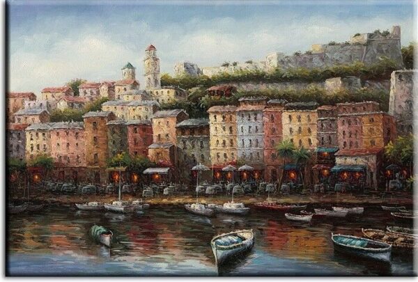 Stimmungsvolles Leinwandbild - Mediterraner Hafen-30 x 50 cm