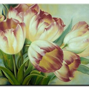 Modernes Leinwandbild - Tulpen mit roten Blütenspitzen-80 x 120 cm