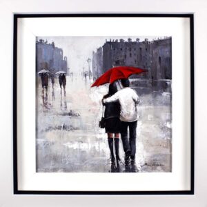 Mas Portell - Walk in the rain - original Gemälde auf Leinwand