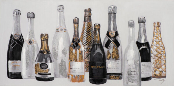 Modernes Leinwandbild - BOTTLES - handüberarbeitete Mischtechnik