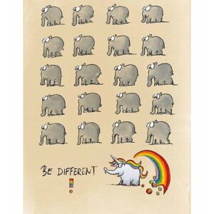 Otto Waalkes Bilder - BE DIFFERENT - EINHORN - Original Grafik auf Büttenpapier
