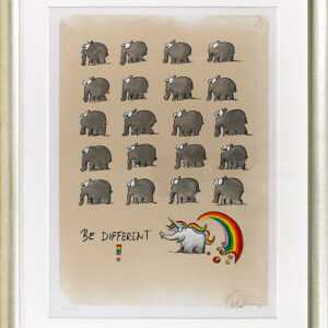 Otto Waalkes Bilder - BE DIFFERENT - EINHORN - Original Grafik auf Büttenpapier