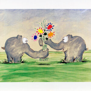 Otto Waalkes Bilder - STATT BLUMEN - Original Grafik auf Büttenpapier