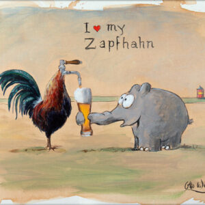 Otto Waalkes - I LOVE MY ZAPFHAHN - Original Pigmentgrafik auf Leinwand