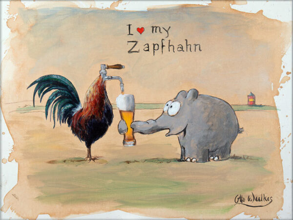 Otto Waalkes - I LOVE MY ZAPFHAHN - Original Pigmentgrafik auf Leinwand