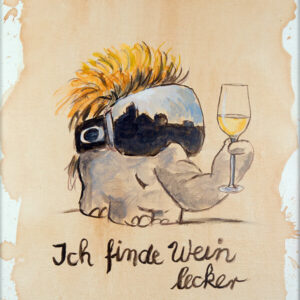 Otto Waalkes - ICH FINDE WEIN LECKER - Original Pigmentgrafik auf Leinwand