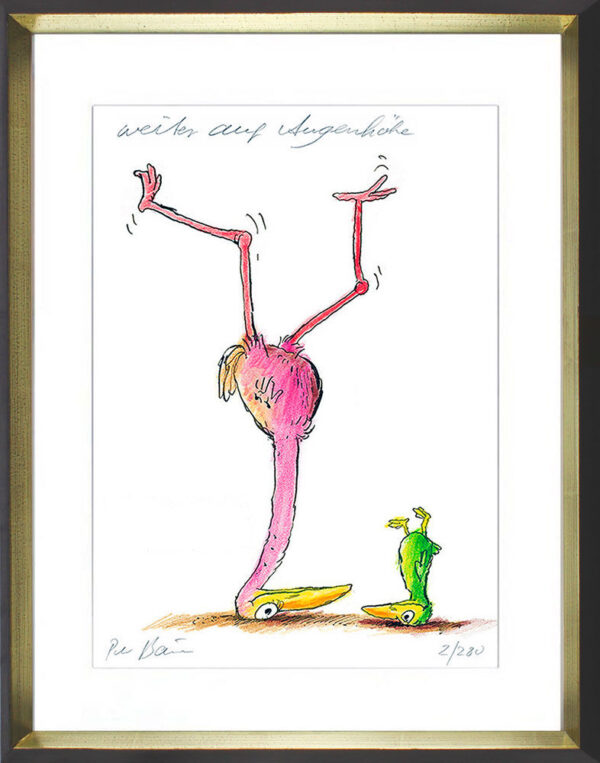 Peter Bauer - WEITER AUF AUGENHÖHE - orig. Pigmentgrafik handsigniert