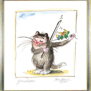 Peter Bauer - GEMEINSAM - Katzen - original Pigmentgrafik handsigniert