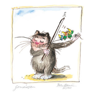 Peter Bauer - GEMEINSAM - Katzen - original Pigmentgrafik handsigniert