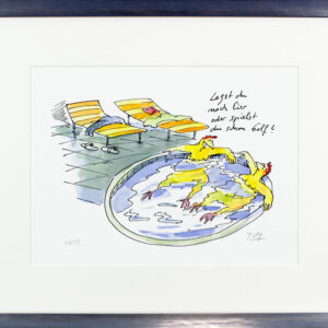 Peter Gaymann  - LEGST DU NOCH EIER - Original Pigmentgrafik handsigniert