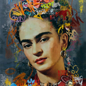 Modernes Leinwandbild - POP ART FRIDA - handüberarbeitete Mischtechnik