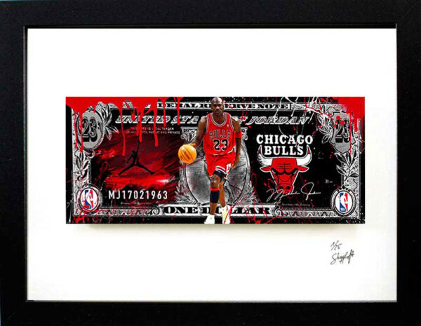 SKYYLOFT Bilder - CHICAGO BULLS Dollar - Bild mit Museumsglas und Bilderrahmen