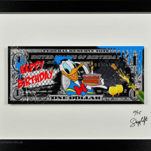 SKYYLOFT - Happy Birthday Dollar - Bild mit Museumsglas und Bilderrahmen