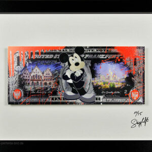 SKYYLOFT - Mickey Maus Frankfurt Dollar - Bild mit Museumsglas und Bilderrahmen