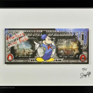 SKYYLOFT - Micky Maus - Hamburg Dollar - Bild mit Museumsglas und Bilderrahmen