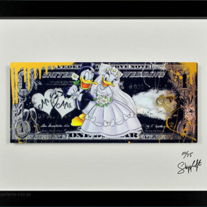 SKYYLOFT - Donald & Daisy - Wedding Dollar - Bild mit Museumsglas und Bilderrahm...