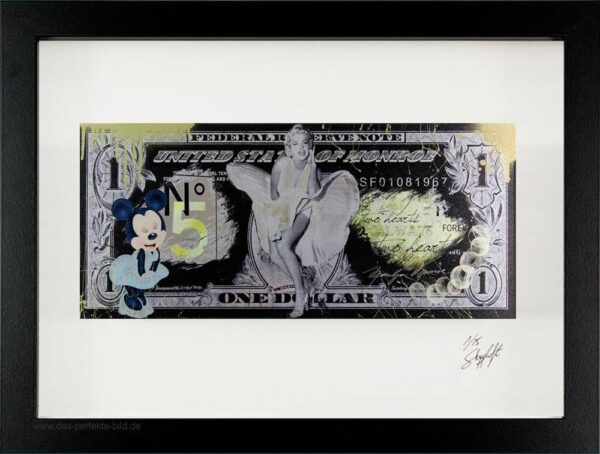 SKYYLOFT Bilder - Minnie Monroe Dollar - Bild mit Museumsglas und Bilderrahmen  ...