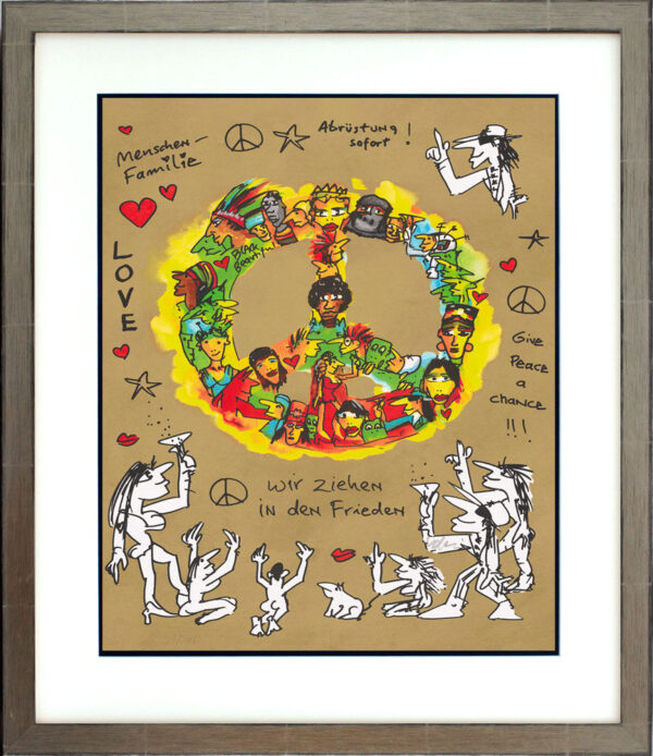 Udo Lindenberg Bilder  - PEACE - Wir ziehen in den Frieden - Original Grafik han...