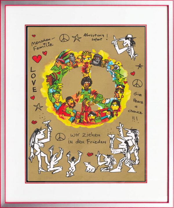 Udo Lindenberg Bilder  - PEACE - Wir ziehen in den Frieden - Original Grafik han...