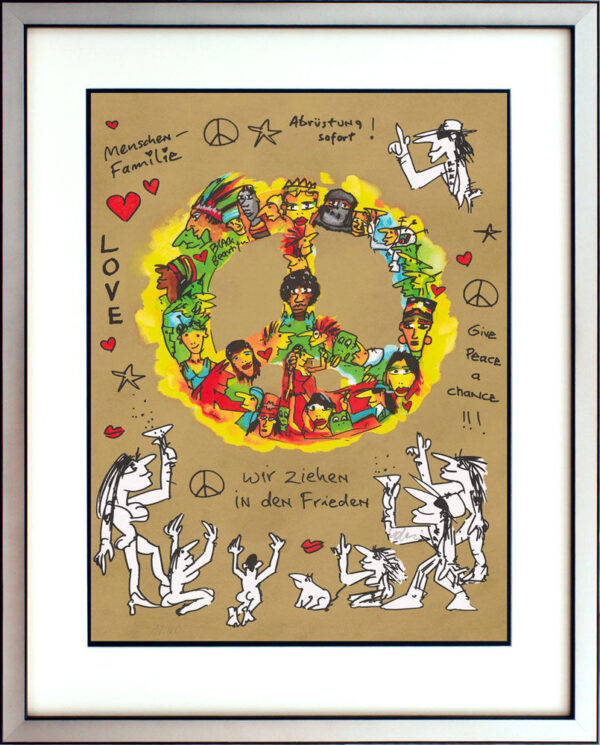 Udo Lindenberg Bilder  - PEACE - Wir ziehen in den Frieden - Original Grafik han...