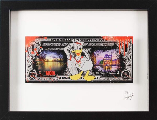 SKYYLOFT - Donald Duck - Hamburg Dollar - Bild mit Museumsglas und Bilderrahmen