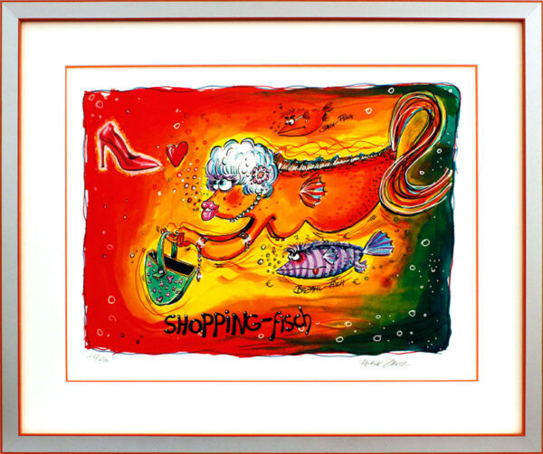 Frank Zander SHOPPING-FISCH - original Grafik handsigniert