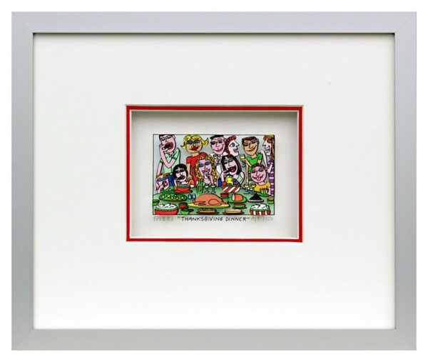 James Rizzi - Thanksgiving Dinner - Original 3D Bild drucksigniert-alurahmen-Nor...